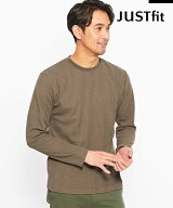 【WEB限定】JUSTFIT ハリヌキ ワッフル クルーネック カットソー 長袖